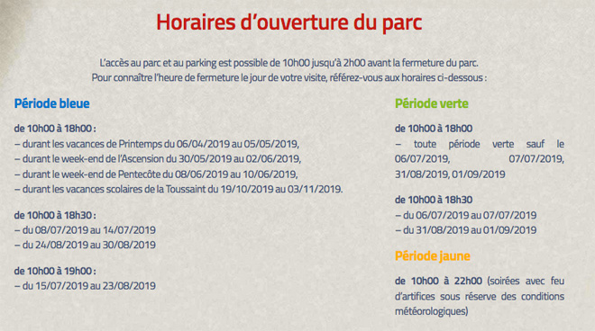 horaires vulcania